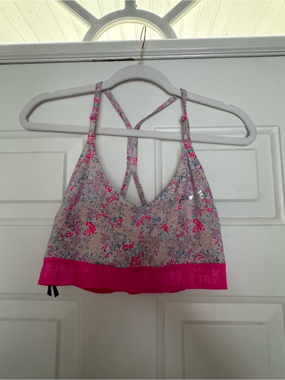 PINK Victoria's Secret Floral Bralette with Hot Pink Band